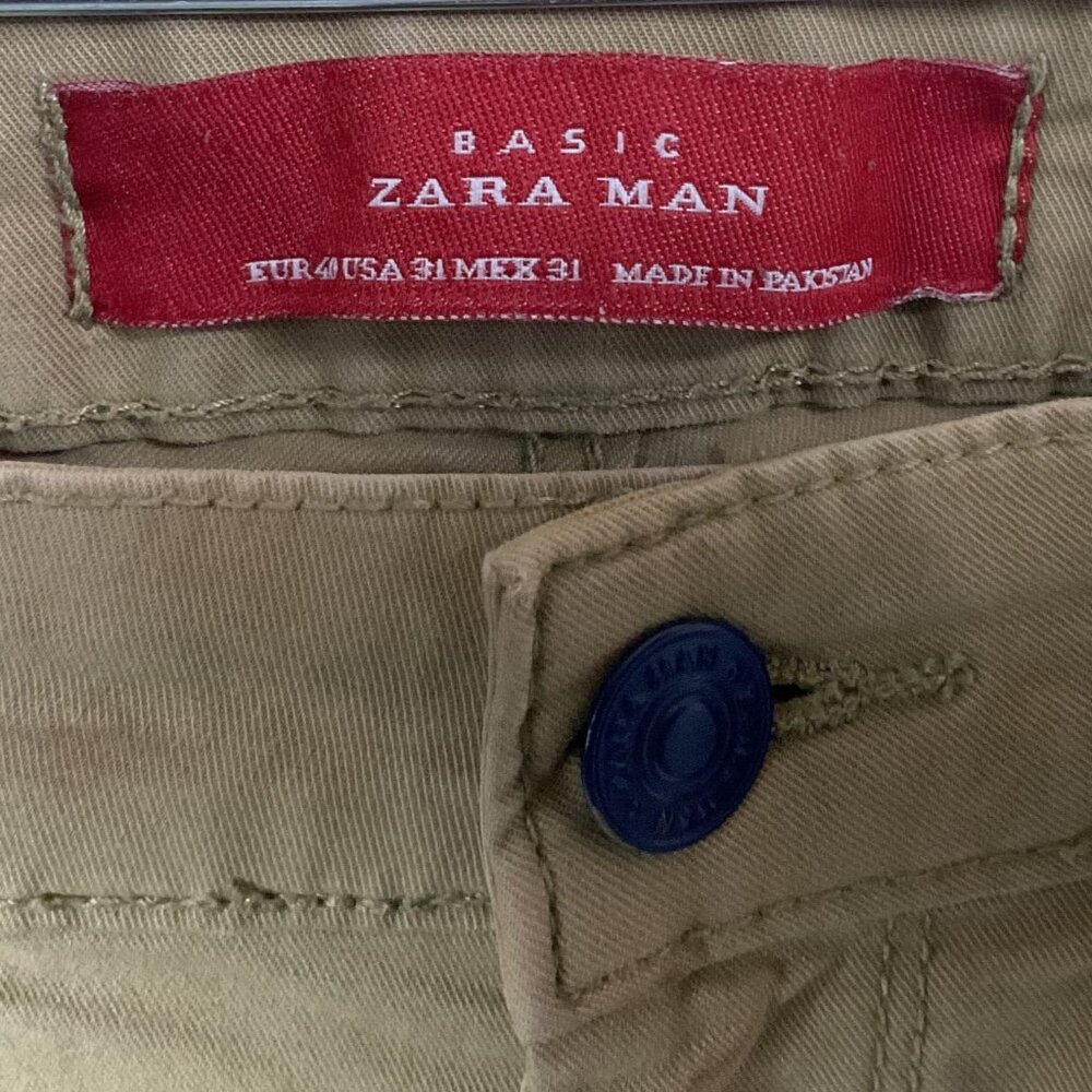 Zara Man Khaki Pants, size 31" waist, pockets, zipper/button closure, Tan - Picture 9 of 13